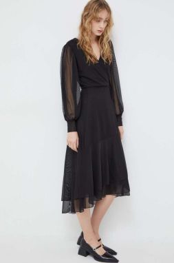 Šaty Bruuns Bazaar čierna farba, midi, áčkový strih