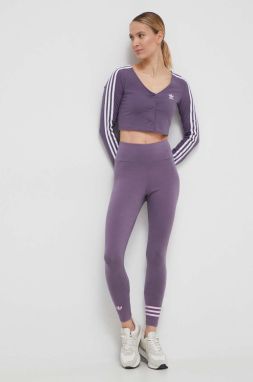 Legíny adidas Originals dámske, fialová farba, s potlačou