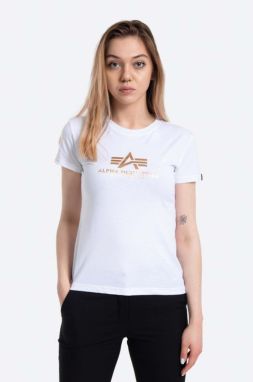 Bavlnené tričko Alpha Industries New Basic T Foil Print 196051FP.529-white, biela farba