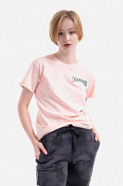 Bavlnené tričko Champion 114525-WW001, ružová farba