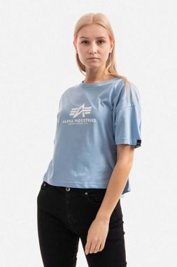 Bavlnené tričko Alpha Industries Basic T COS Wmn 116050.513-blue,