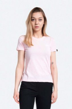 Bavlnené tričko Alpha Industries Basic T Logo Wmn 196054.491-pink, ružová farba