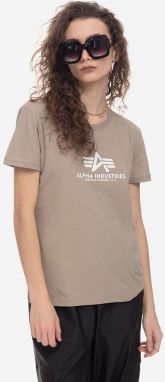 Bavlnené tričko Alpha Industries New Basic T Wmn 196051.679-beige, béžová farba