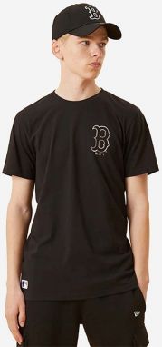 Bavlnené tričko New Era Boston Red Sox Metallic Print 12893117-black, čierna farba, s potlačou