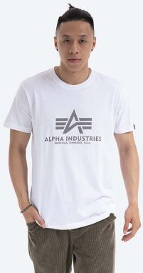Bavlnené tričko Alpha Industries Reflective Print 100501RP.09-white, biela farba, s potlačou