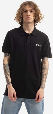 Bavlnené polo tričko Alpha Industries Basic 106600.03-black, čierna farba, s potlačou