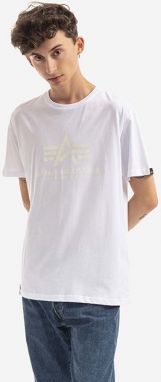 Bavlnené tričko Alpha Industries Basic T Kryptonite 116521.09-white, biela farba, s potlačou