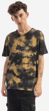 Bavlnené tričko Alpha Industries Basic Tee Batik 116517.20-yellow, žltá farba, vzorovaný