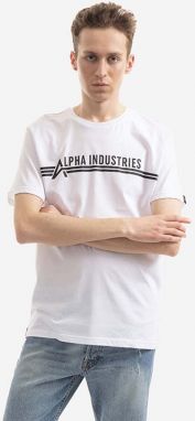 Bavlnené tričko Alpha Industries 126505.92-white, biela farba, s potlačou,T 126505 92