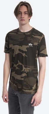 Bavlnené tričko Alpha Industries Backprint T Camo 128507C.239-green, zelená farba, vzorované