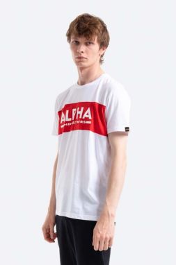 Bavlnené tričko Alpha Industries 186505.09-white, biela farba, s potlačou