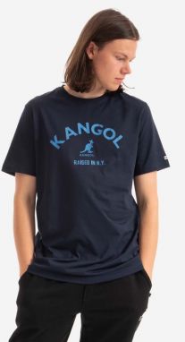 Bavlnené tričko Kangol KLHB002-OFFWHITE, tmavomodrá farba, s potlačou