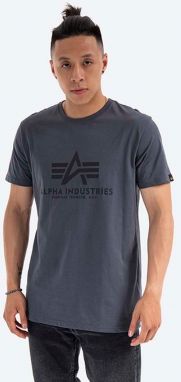 Bavlnené tričko Alpha Industries Basic 100501.412, šedá farba, vzorovaný