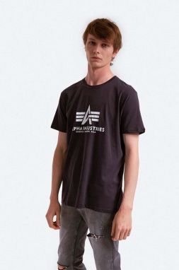 Bavlnené tričko Alpha Industries 100501.466-grey, šedá farba, s potlačou