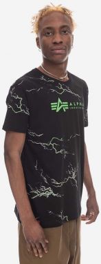 Bavlnené tričko Alpha Industries Lightning AOP 106500.208-black, čierna farba, vzorované