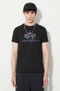 Bavlnené tričko Alpha Industries 100501RR.03-black, čierna farba, s potlačou