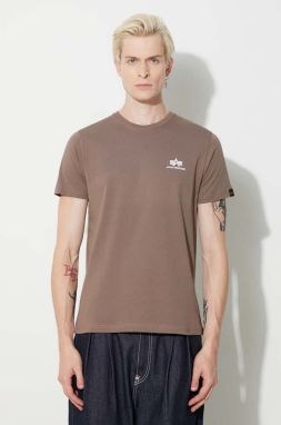 Bavlnené tričko Alpha Industries Basic T Small Logo 188505.183, pánsky, béžová farba, jednofarebný