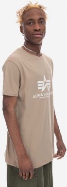 Bavlnené tričko Alpha Industries Basic T-Shirt 100501.679-beige, béžová farba, s potlačou