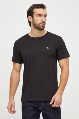 Bavlnené tričko Calvin Klein Jeans pánsky, čierna farba, jednofarebný