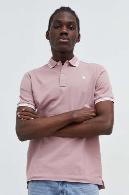 Polo tričko G-Star Raw pánsky, ružová farba, jednofarebný