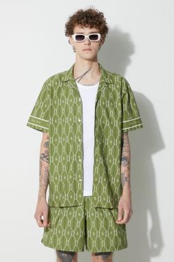 Bavlnená košeľa Filling Pieces Resort pánska, zelená farba, regular, 94626701019