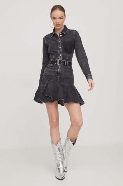 Rifľové šaty Karl Lagerfeld Jeans šedá farba, mini, áčkový strih