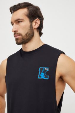 Bavlnené tričko Karl Lagerfeld pánsky, čierna farba