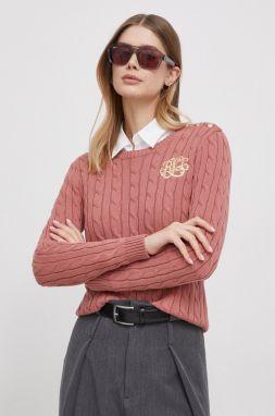 Bavlnený sveter Lauren Ralph Lauren ružová farba