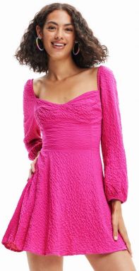 Šaty Desigual ružová farba, mini, áčkový strih