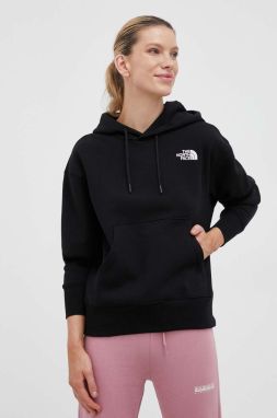 Mikina The North Face Essential dámska, čierna farba, s kapucňou, jednofarebná, NF0A7ZJDJK31