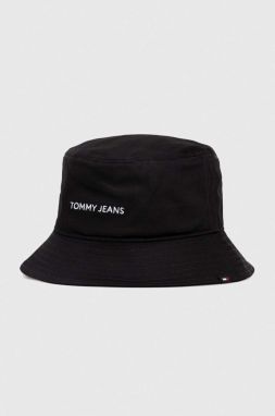 Bavlnený klobúk Tommy Jeans čierna farba, bavlnený