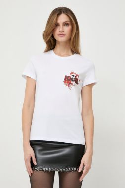 Bavlnené tričko Karl Lagerfeld dámsky, biela farba
