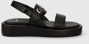 Kožené sandále BOSS Scarlet dámske, čierna farba, na platforme, 50513299