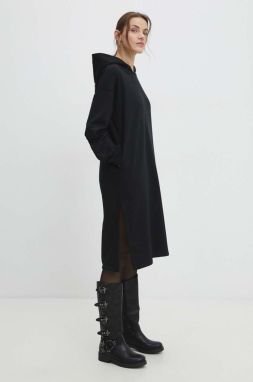 Mikina Answear Lab dámska, čierna farba, s kapucňou, jednofarebná