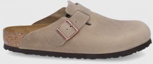 Semišové šľapky Birkenstock Boston SFB pánske, hnedá farba