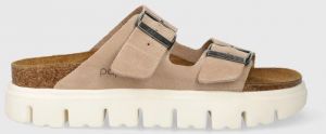 Semišové šľapky BIRKENSTOCK X PAPILLIO Arizona Chunky dámske, béžová farba, 1024950