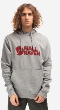 Bavlnená mikina Fjallraven Logo Hoodie F84144 020-999 pánska, šedá farba, s kapucňou, vzorovaná