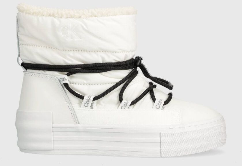 Snehule Calvin Klein Jeans BOLD VULC FLATF SNOW BOOT WN biela farba, YW0YW01181