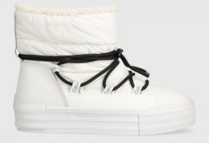 Snehule Calvin Klein Jeans BOLD VULC FLATF SNOW BOOT WN biela farba, YW0YW01181