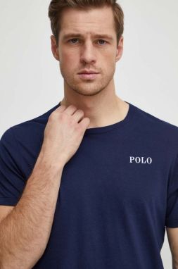 Bavlnené tričko Polo Ralph Lauren pánsky, tmavomodrá farba, s potlačou