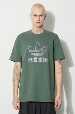 Bavlnené tričko adidas Originals Trefoil Tee pánske, zelená farba, s nášivkou, IR7993