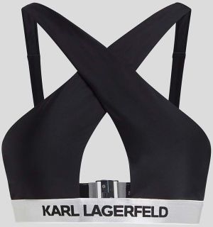 Plavková podprsenka Karl Lagerfeld čierna farba, mäkké košíky