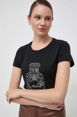 Bavlnené tričko Liu Jo dámsky, čierna farba