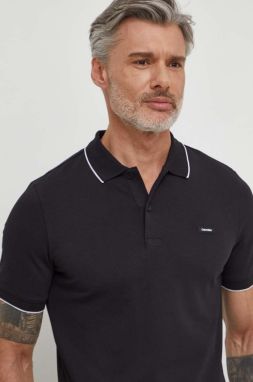 Polo tričko Calvin Klein pánsky, čierna farba, jednofarebný