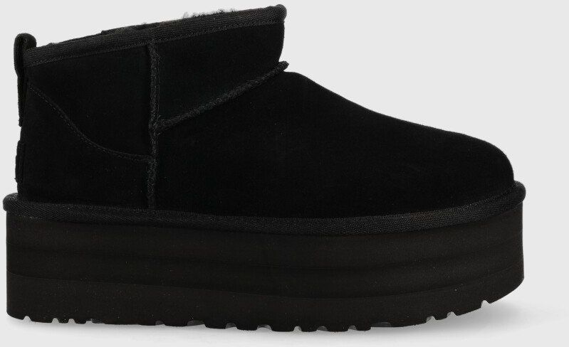 Semišové snehule UGG W Classic Ultra Mini Platform čierna farba 1135092.BLK