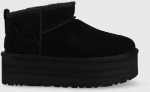Semišové snehule UGG W Classic Ultra Mini Platform čierna farba 1135092.BLK