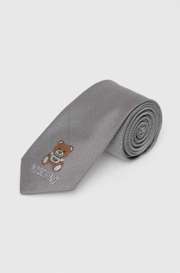 Hodvábna kravata Moschino šedá farba