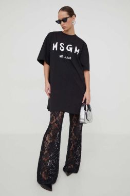 Bavlnené šaty MSGM čierna farba, mini, oversize