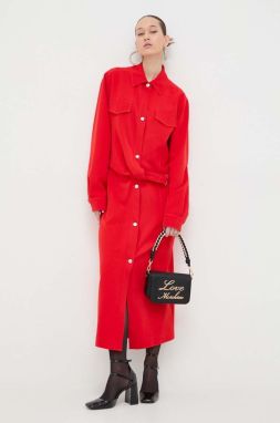 Šaty Moschino Jeans červená farba, midi, rovný strih