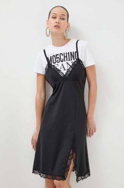 Šaty Moschino Jeans čierna farba, mini, rovný strih